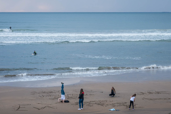 Surfers and surfer girls, Strandhill, County Sligo